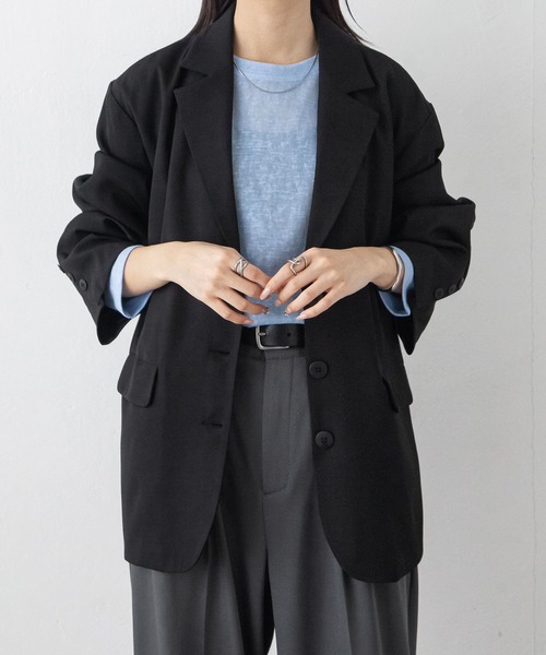 Chillfar（チルファー）の「ルーズシングルテーラードジャケット（テーラードジャケット・レディース・ネイビー/ブラック/アイボリー/グレー・FREE）」の11枚目の写真