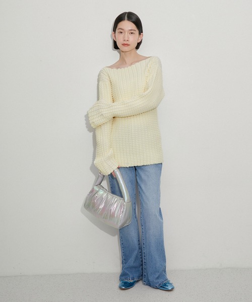 美品　24SS アダムエロペ　凹凸ワッフルプルオーバー　リブニット　セーター 美品 24SS アダムエロペ ADAM ET ROPE 凹凸ワッフルプルオーバー