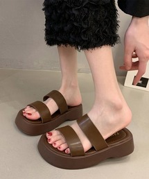 厚底サンダル ベルトフラットサンダル美脚