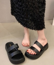 厚底サンダル ベルトフラットサンダル美脚