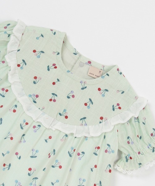 petit main(プティマイン)の「チェリーワンピースロンパース(ロンパース・キッズ・アイボリー/ライトグリーン・70cm/80cm)」の8枚目の写真