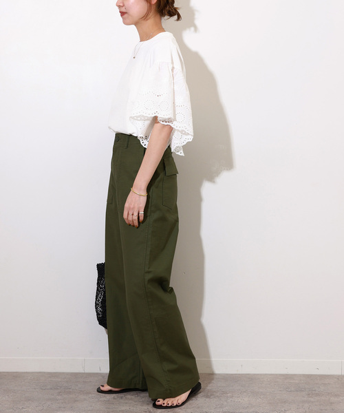 JOURNAL STANDARD relume(ジャーナルスタンダード レリューム)の「《追加》カットワークレーススリーブプルオーバー(Tシャツ/カットソー・レディース・ホワイト/ブラック・FREE)」の13枚目の写真