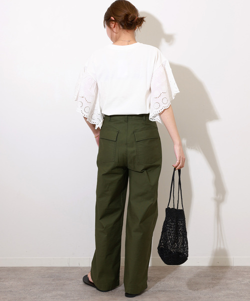 JOURNAL STANDARD relume(ジャーナルスタンダード レリューム)の「《追加》カットワークレーススリーブプルオーバー(Tシャツ/カットソー・レディース・ホワイト/ブラック・FREE)」の14枚目の写真