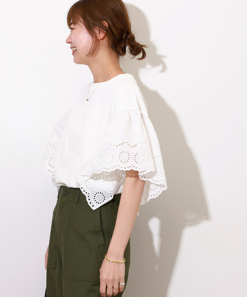 【美品】ジャーナルスタンダード ゆったり カットワークレース プルオーバー 白 美品】ジャーナルスタンダード ゆったり カットワークレース