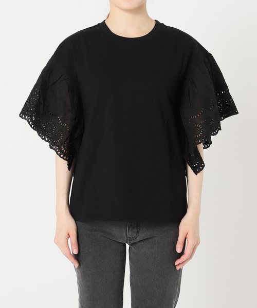 JOURNAL STANDARD relume(ジャーナルスタンダード レリューム)の「《追加》カットワークレーススリーブプルオーバー(Tシャツ/カットソー・レディース・ホワイト/ブラック・FREE)」の18枚目の写真