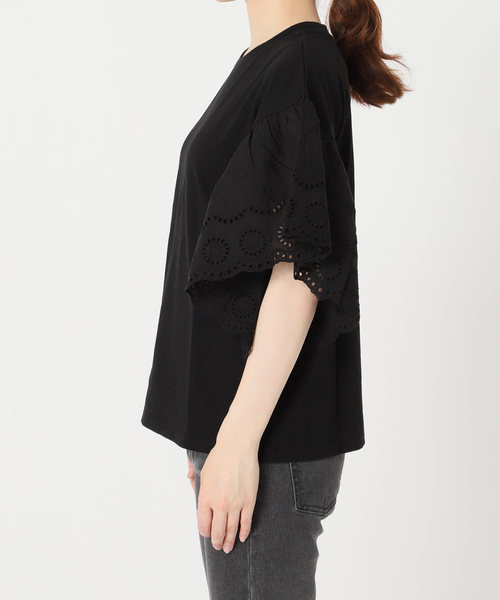 JOURNAL STANDARD relume(ジャーナルスタンダード レリューム)の「《追加》カットワークレーススリーブプルオーバー(Tシャツ/カットソー・レディース・ホワイト/ブラック・FREE)」の19枚目の写真
