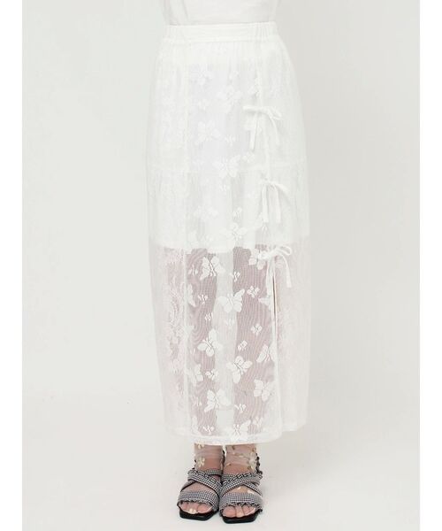 merry jenny（メリージェニー）の「Butterflyレースレイヤードスカート（スカート・レディース・オフホワイト/ブラック・FREE）」の10枚目の写真