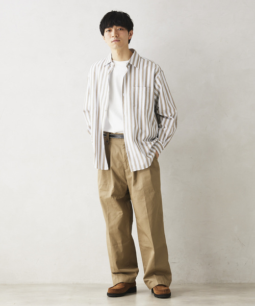 JOURNAL STANDARD relume（ジャーナルスタンダード　レリューム）の「【MICROTEX / マイクロテックス】2プリーツスラックス（その他パンツ・メンズ・ベージュ/ブラック・MEDIUM/LARGE）」の4枚目の写真