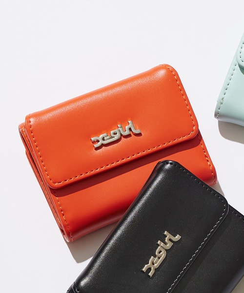 X-girl（エックスガール）の「FAUX LEATHER MINI WALLET（財布・レディース・ライトブルー/ブラック/オレンジ・ONE SIZE）」の3枚目の写真