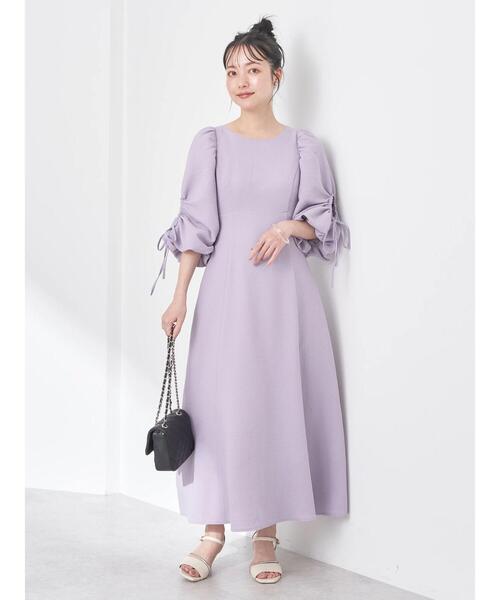 earth music&ecology（アースミュージックアンドエコロジー）の「袖ボリュームフレアワンピース（ワンピース・レディース・パープル/アイボリー・M/S）」の15枚目の写真