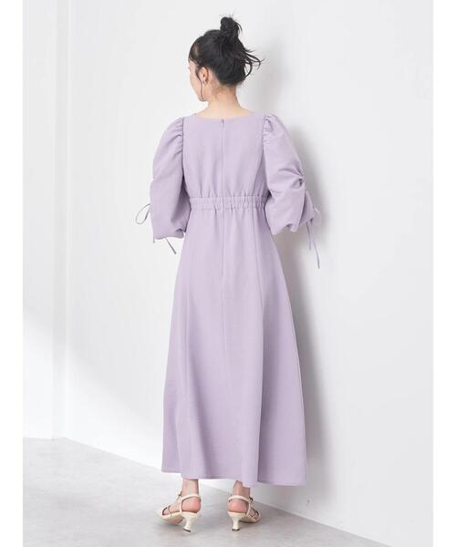 earth music&ecology（アースミュージックアンドエコロジー）の「袖ボリュームフレアワンピース（ワンピース・レディース・パープル/アイボリー・M/S）」の18枚目の写真