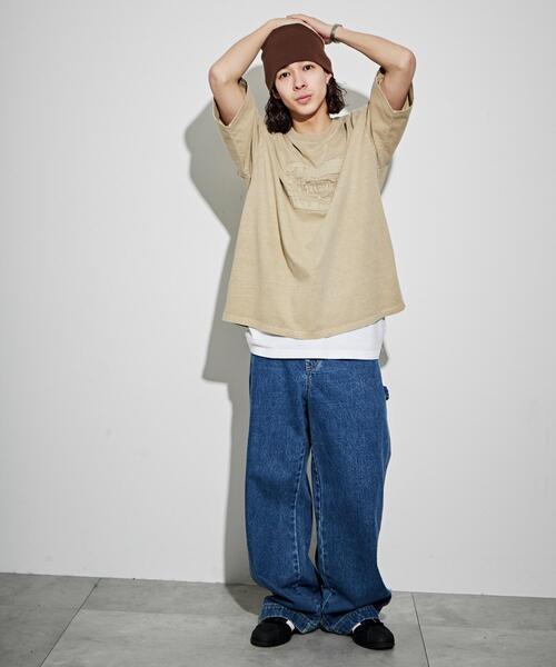 WEGO(ウィゴー)の「WEGO/ピグメントダメージアップリケT(Tシャツ/カットソー・メンズ・レッド/ブルー/ベージュ/スミクロ・MEDIUM/LARGE)」の16枚目の写真