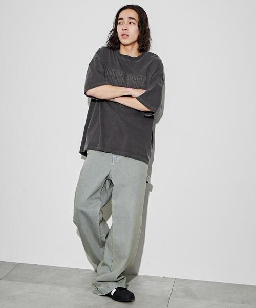 WEGO(ウィゴー)の「WEGO/ピグメントダメージアップリケT(Tシャツ/カットソー・メンズ・レッド/ブルー/ベージュ/スミクロ・MEDIUM/LARGE)」の17枚目の写真