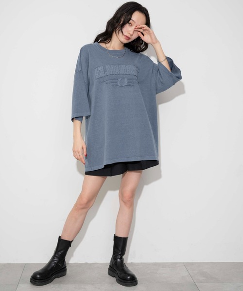 WEGO(ウィゴー)の「WEGO/ピグメントダメージアップリケT(Tシャツ/カットソー・メンズ・レッド/ブルー/ベージュ/スミクロ・MEDIUM/LARGE)」の10枚目の写真