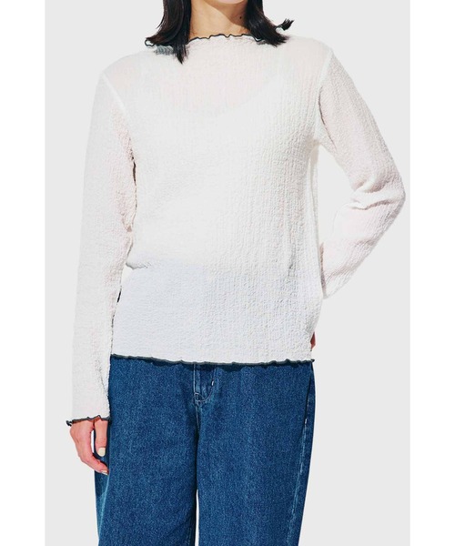 Live in comfort（リブインコンフォート）の「リブ　イン　コンフォート　ちょい足しでオシャレ度アップ！　コットン混のぽこぽこトップス（Tシャツ/カットソー・レディース・ホワイト/ブルー/ブラック・LARGE/X-LARGE/XX-LARGE/MEDIUM/XXX-LARGE/SMALL）」の11枚目の写真