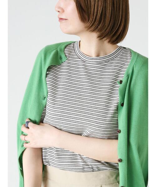 Lugnoncure（ルノンキュール）の「リブ半袖トップス(ボーダー・無地)（Tシャツ/カットソー・レディース・ブラック/オフホワイト/ホワイト・F）」の5枚目の写真