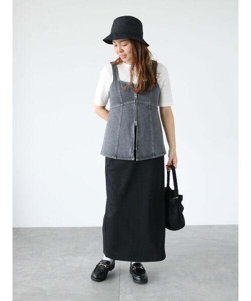Lugnoncure（ルノンキュール）の「リブ半袖トップス(ボーダー・無地)（Tシャツ/カットソー・レディース・ブラック/オフホワイト/ホワイト・F）」の9枚目の写真