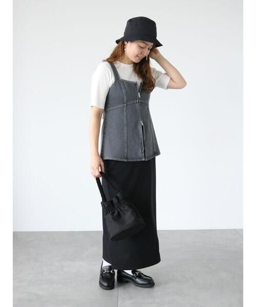 Lugnoncure（ルノンキュール）の「リブ半袖トップス(ボーダー・無地)（Tシャツ/カットソー・レディース・ブラック/オフホワイト/ホワイト・F）」の10枚目の写真