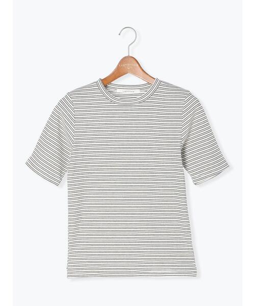 Lugnoncure（ルノンキュール）の「リブ半袖トップス(ボーダー・無地)（Tシャツ/カットソー・レディース・ブラック/オフホワイト/ホワイト・F）」の13枚目の写真