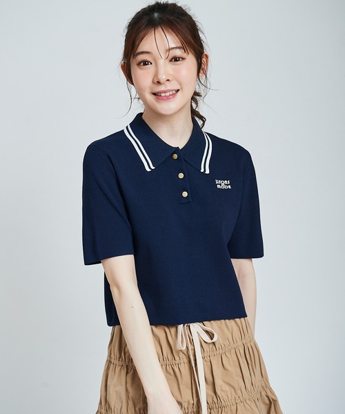 31 Sons de mode(トランテアン ソン ドゥ モード)の「ロゴ刺繍ポロニット(ポロシャツ・レディース・ブルー/オレンジ/ネイビー/オフホワイト・36)」の3枚目の写真