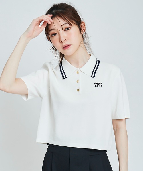 31 Sons de mode(トランテアン ソン ドゥ モード)の「ロゴ刺繍ポロニット(ポロシャツ・レディース・ブルー/オレンジ/ネイビー/オフホワイト・36)」の2枚目の写真