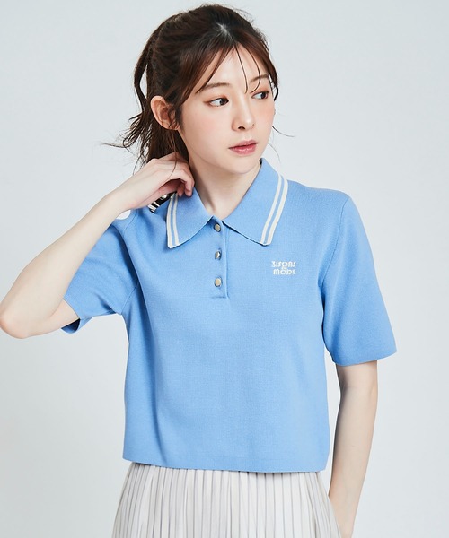 31 Sons de mode(トランテアン ソン ドゥ モード)の「ロゴ刺繍ポロニット(ポロシャツ・レディース・ブルー/オレンジ/ネイビー/オフホワイト・36)」の4枚目の写真