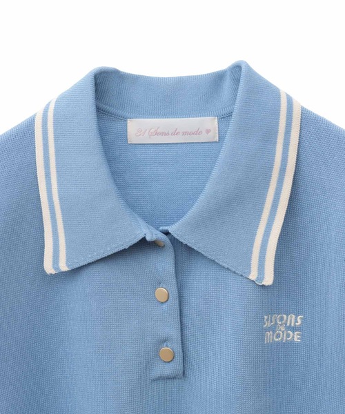 31 Sons de mode(トランテアン ソン ドゥ モード)の「ロゴ刺繍ポロニット(ポロシャツ・レディース・ブルー/オレンジ/ネイビー/オフホワイト・36)」の14枚目の写真