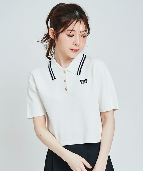 31 Sons de mode(トランテアン ソン ドゥ モード)の「ロゴ刺繍ポロニット(ポロシャツ・レディース・ブルー/オレンジ/ネイビー/オフホワイト・36)」の19枚目の写真