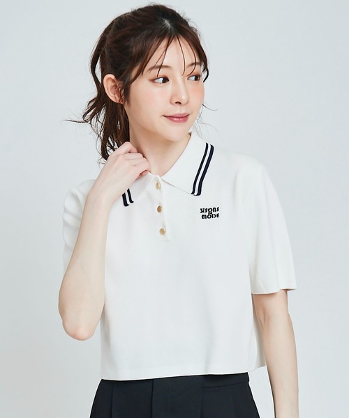 31 Sons de mode(トランテアン ソン ドゥ モード)の「ロゴ刺繍ポロニット(ポロシャツ・レディース・ブルー/オレンジ/ネイビー/オフホワイト・36)」の18枚目の写真