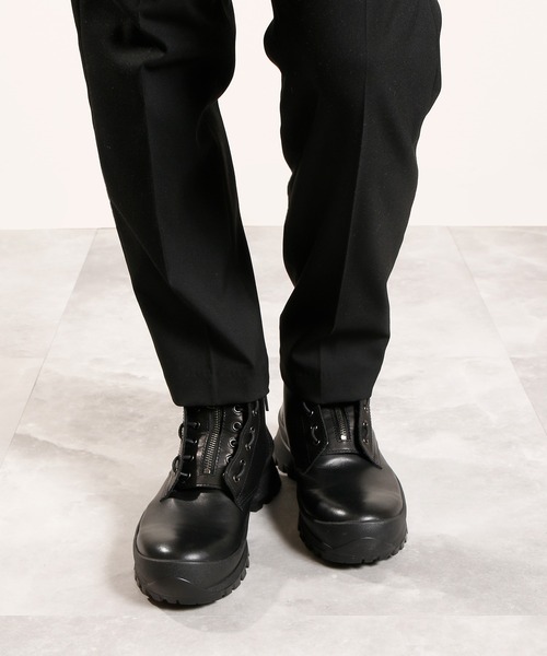 PADRONE CENTER ZIP BOOTS ビブラムソール CENTER ZIP BOOTS with Chunky Sole(40 BLACK): PADRONE: MENS