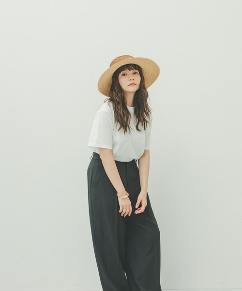 GLOBAL WORK(グローバルワーク)の「高山直子さんコラボ/リネンライクタックワイドパンツ/991916/EiiS(スラックス・レディース・スミクロ/ベージュ・SMALL/X-SMALL)」の7枚目の写真