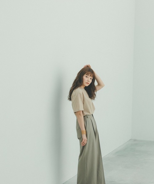 GLOBAL WORK(グローバルワーク)の「高山直子さんコラボ/リネンライクタックワイドパンツ/991916/EiiS(スラックス・レディース・スミクロ/ベージュ・SMALL/X-SMALL)」の12枚目の写真