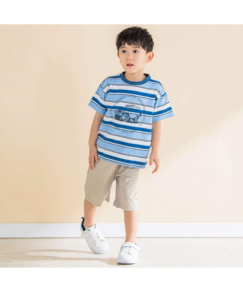 セール】ボーダーサファリカーBIGTシャツ(80~130cm)（Tシャツ