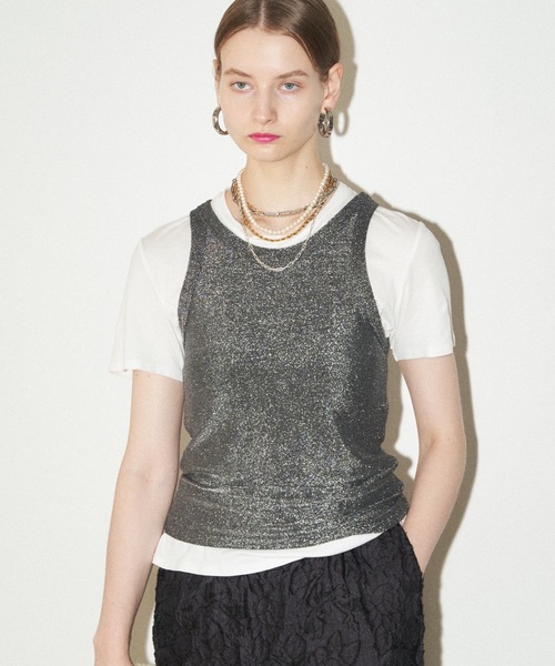 タンクトップ スタッズ [TUOMIO] STUDDED TANK TOP キャミソール/タンクトップ