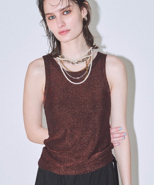 yae(ヤエ)の「Glitter tank top / カップ付きグリッタータンクトップ(タンクトップ・レディース・ブラウン/シルバー・FREE)」の20枚目の写真