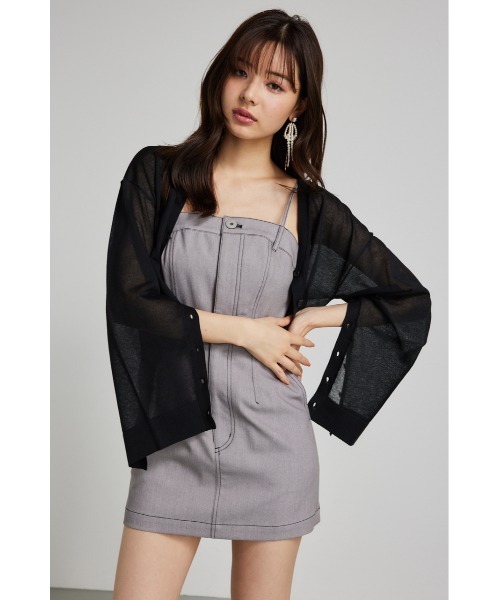 rienda（リエンダ）の「2WAYスリットデザインニットカーデ 春服 夏服 シアートップス（カーディガン/ボレロ・レディース・ホワイト/ブラック/オレンジ系その他・FREE）」の3枚目の写真