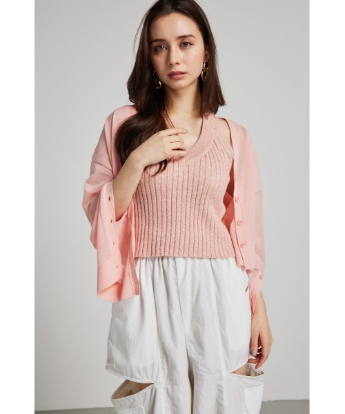 rienda（リエンダ）の「2WAYスリットデザインニットカーデ 春服 夏服 シアートップス（カーディガン/ボレロ・レディース・ホワイト/ブラック/オレンジ系その他・FREE）」の5枚目の写真