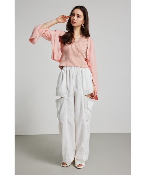 rienda（リエンダ）の「2WAYスリットデザインニットカーデ 春服 夏服 シアートップス（カーディガン/ボレロ・レディース・ホワイト/ブラック/オレンジ系その他・FREE）」の6枚目の写真