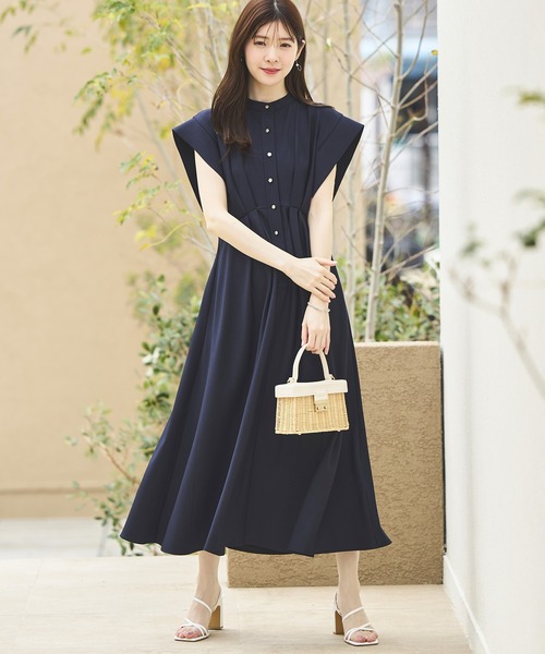 石川 FABRICS 半袖ひざ丈ワンピース ネイビー タイムセール 石川 FABRICS 半袖ひざ丈ワンピース ネイビー タイムセール