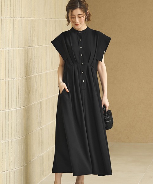 RUIRUE BOUTIQUE（ルイルエブティック）の「洗えるメタル釦フレンチシャツロング丈ワンピース  リゾート（ワンピース・レディース・ブラック/グレイッシュベージュ/ネイビー・3L/LL/L/M/S）」の8枚目の写真