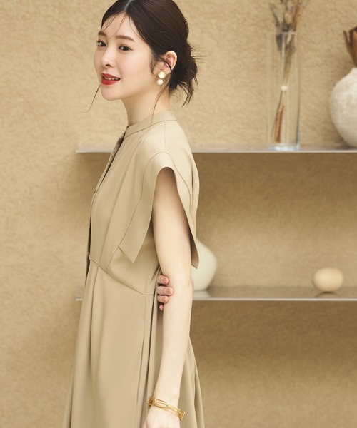 RUIRUE BOUTIQUE（ルイルエブティック）の「洗えるメタル釦フレンチシャツロング丈ワンピース  リゾート（ワンピース・レディース・ブラック/グレイッシュベージュ/ネイビー・3L/LL/L/M/S）」の13枚目の写真