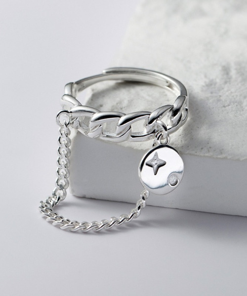 SILVER BULLET（シルバーバレット）の「『SBLTR』ユニセックス チェーンデザインリング（リング・レディース・シルバー・FREE）」の2枚目の写真
