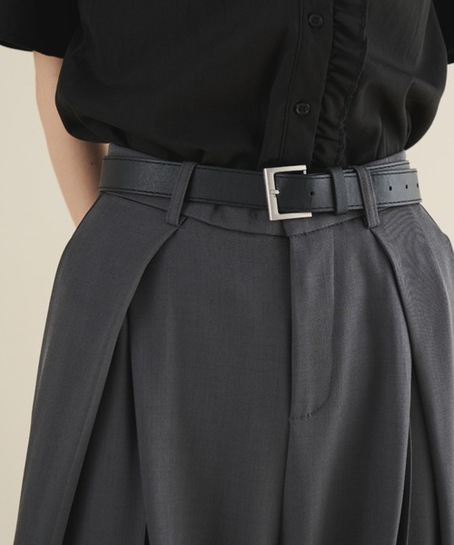 MERLOT（メルロー）の「フロントタックワイドスラックス（スラックス・レディース・ブラック/チャコールグレー・FREE/MEDIUM）」の20枚目の写真