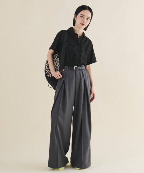 MERLOT（メルロー）の「フロントタックワイドスラックス（スラックス・レディース・ブラック/チャコールグレー・FREE/MEDIUM）」の22枚目の写真