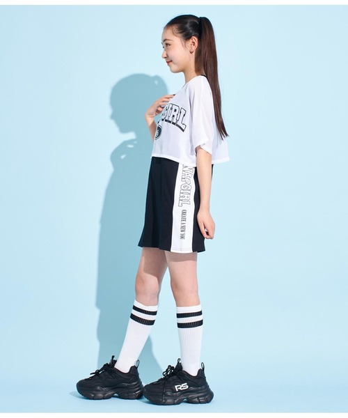 ANAP GｉRL（アナップガール）の「シアーTシャツ×サイドラインタンクワンピースSET（ワンピース・キッズ・ホワイト/ブラック・M/XS/S）」の6枚目の写真