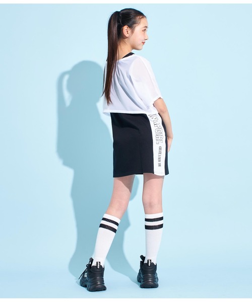 ANAP GｉRL（アナップガール）の「シアーTシャツ×サイドラインタンクワンピースSET（ワンピース・キッズ・ホワイト/ブラック・M/XS/S）」の7枚目の写真