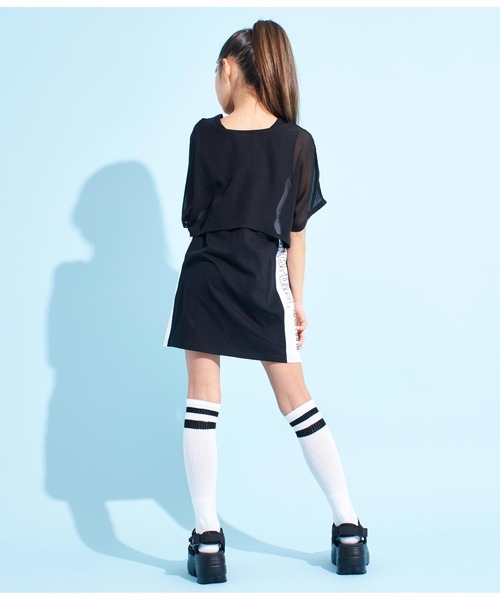 ANAP GｉRL（アナップガール）の「シアーTシャツ×サイドラインタンクワンピースSET（ワンピース・キッズ・ホワイト/ブラック・M/XS/S）」の13枚目の写真