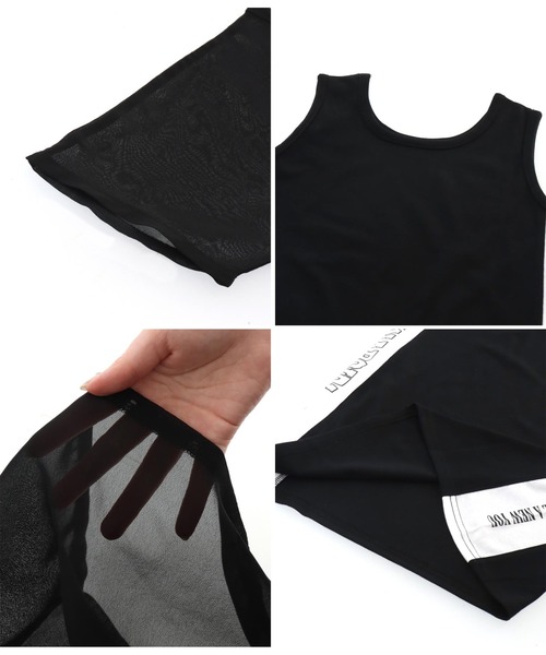 ANAP GｉRL（アナップガール）の「シアーTシャツ×サイドラインタンクワンピースSET（ワンピース・キッズ・ホワイト/ブラック・M/XS/S）」の22枚目の写真