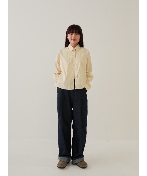 Bargiee（バージー）の「デニム ボタン パンツ ワンタック ワイド ストレート ユニセックス（デニムパンツ・メンズ・ブラック/ブラウン・SMALL/MEDIUM）」の11枚目の写真