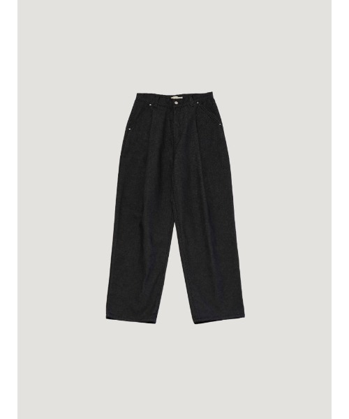 Bargiee（バージー）の「デニム ボタン パンツ ワンタック ワイド ストレート ユニセックス（デニムパンツ・メンズ・ブラック/ブラウン・SMALL/MEDIUM）」の16枚目の写真